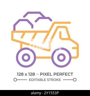 Dump truck two color line icon Stock Vector