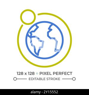 Earth and moon two color line icon Stock Vector