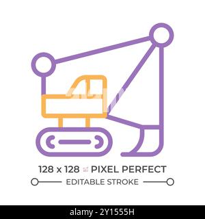 Dragline excavator two color line icon Stock Vector