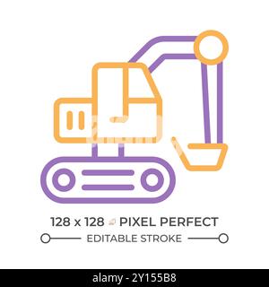 Excavator two color line icon Stock Vector