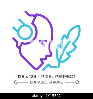 AI writes two color line icon Stock Vector