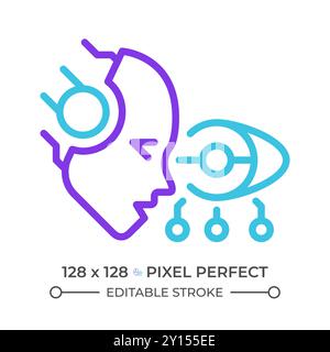 AI see two color line icon Stock Vector