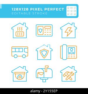 Home services two color line icons set Stock Vector