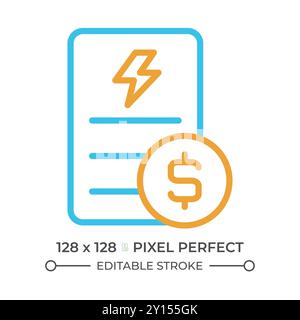 Electricity bill two color line icon Stock Vector