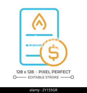 Gas bill two color line icon Stock Vector
