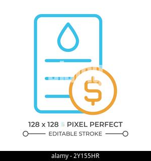 Water bill two color line icon Stock Vector