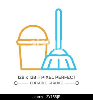 Sanitation services two color line icon Stock Vector