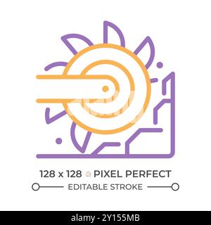 Bucket wheel excavator two color line icon Stock Vector