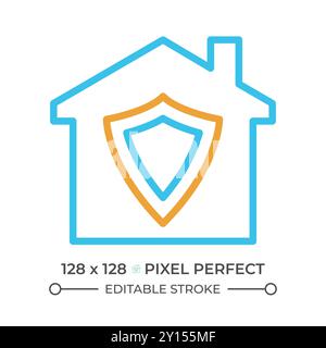 Home security two color line icon Stock Vector