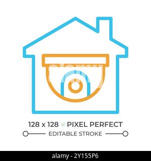CCTV two color line icon Stock Vector