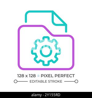 File management two color line icon Stock Vector