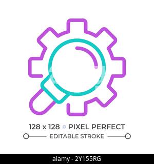 Extended search two color line icon Stock Vector