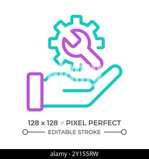 Technical support two color line icon Stock Vector