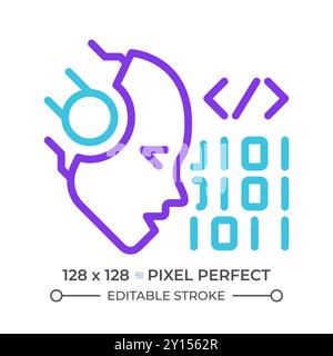 AI codes two color line icon Stock Vector