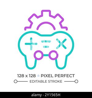 Game settings two color line icon Stock Vector