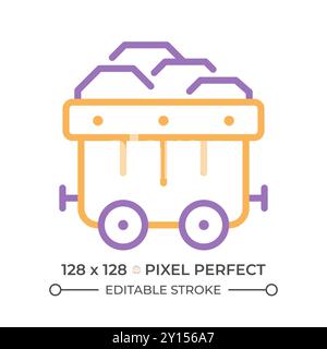 Coal cart two color line icon Stock Vector
