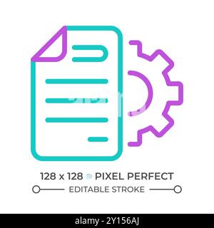 Document settings two color line icon Stock Vector