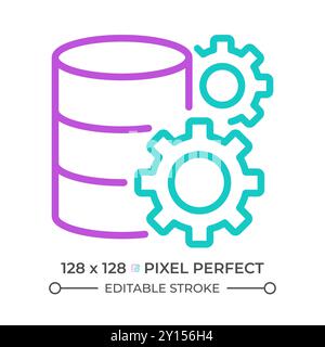 Data settings two color line icon Stock Vector