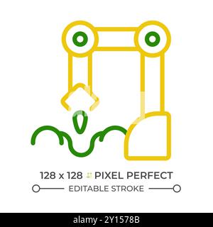 Planting robot two color line icon Stock Vector