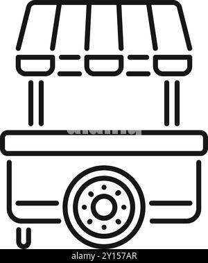 Simple vector, perfect for web and print, of a food truck ready to serve hungry customers Stock Vector