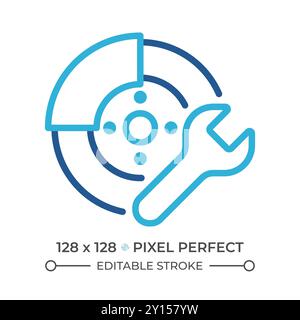Car disc brake repair two color line icon Stock Vector