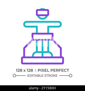 VR treadmill two color line icon Stock Vector