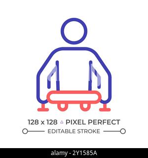 Person with no lower limbs two color line icon Stock Vector