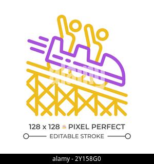 Roller coaster pixel perfect two color line icon Stock Vector