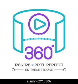 360 degree two color line icon Stock Vector