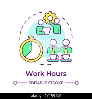 Work hours multi color concept icon Stock Vector