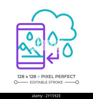Augmented virtuality and weather forecast two color line icon Stock Vector