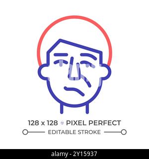 Facial nerve paralysis two color line icon Stock Vector