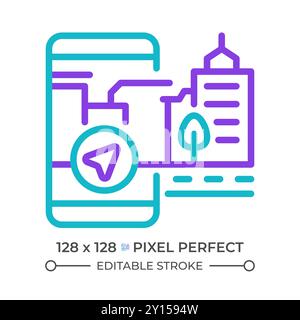 AR navigation two color line icon Stock Vector