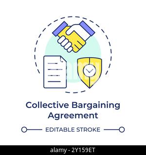 Collective bargaining agreement multi color concept icon Stock Vector