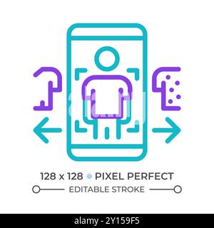 Virtual try on two color line icon Stock Vector