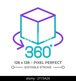 360 view two color line icon Stock Vector