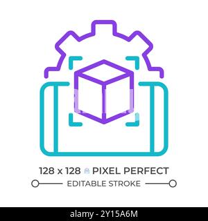 AR development two color line icon Stock Vector