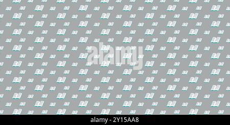 Kids Illustration. Flat Vector Repeating Seamless Patterns of Fun Colorful variety of books, notebooks Isolated On Grey background. Cartoon Art Suppli Stock Vector