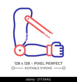 Transhumeral prosthetic arm two color line icon Stock Vector