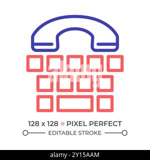 Communication device for the deaf two color line icon Stock Vector