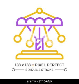 Swinging chain carousel pixel perfect two color line icon Stock Vector