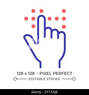 Braille reading two color line icon Stock Vector