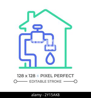 Water supply two color line icon Stock Vector