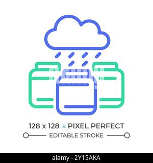Rainwater harvesting two color line icon Stock Vector