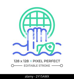Water pollution two color line icon Stock Vector