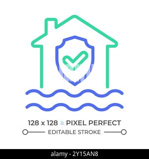 Flood protection two color line icon Stock Vector