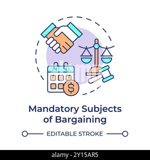 Mandatory subjects of bargaining multi color concept icon Stock Vector
