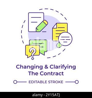 Changing and clarifying the contract multi color concept icon Stock Vector