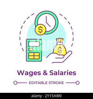 Wages and salaries multi color concept icon Stock Vector
