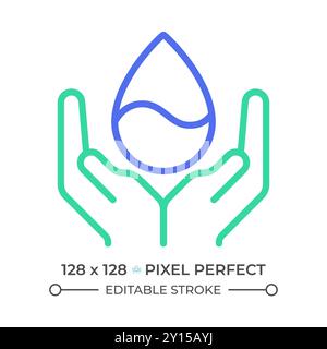 Water conservation two color line icon Stock Vector